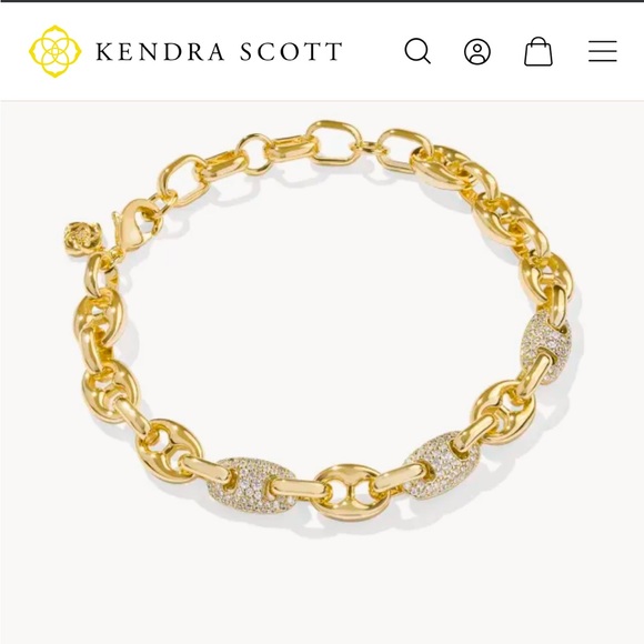 Kendra Scott Bailey Gold Pave Chain Bracelet in White Crystal - Picture 1 of 5
